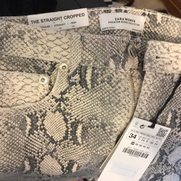 Zara Premium Cropped Snake Print Jeans - Picture 7 of 8